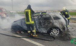 Trafik Kazası ; Bariyerlere Çarpan Araçta Yangın Çıktı