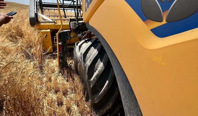 Karapınar'da Hasat Sırasında Obruk Fark Edildi: Biçerdöver Çukura Saplandı