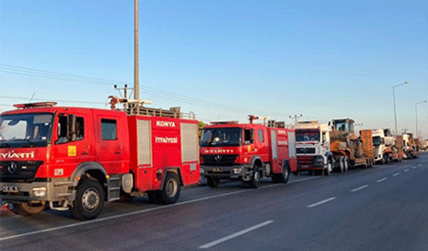 Konya Büyükşehir Marmaris’teki Yangına 22 Araç ve 36 Personelle Katkı Veriyor