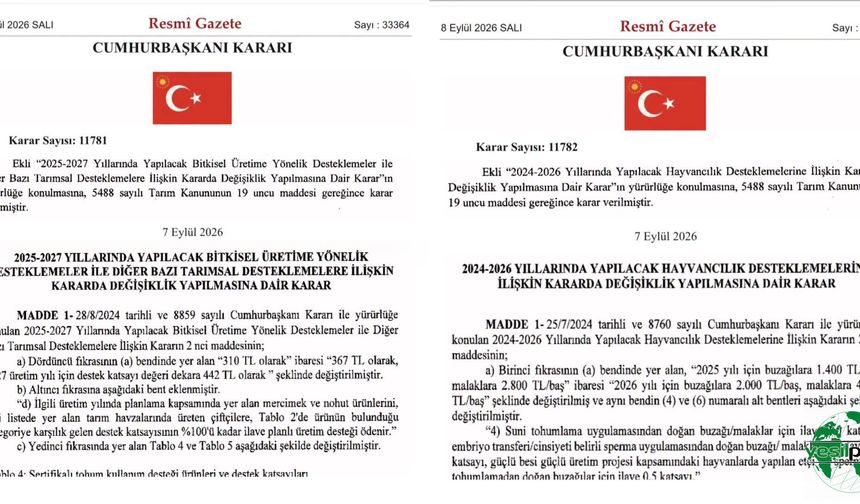 Tarımsal Desteklerde Artış: 2026 ve 2027 Yılı Destek Katsayıları Belli Oldu