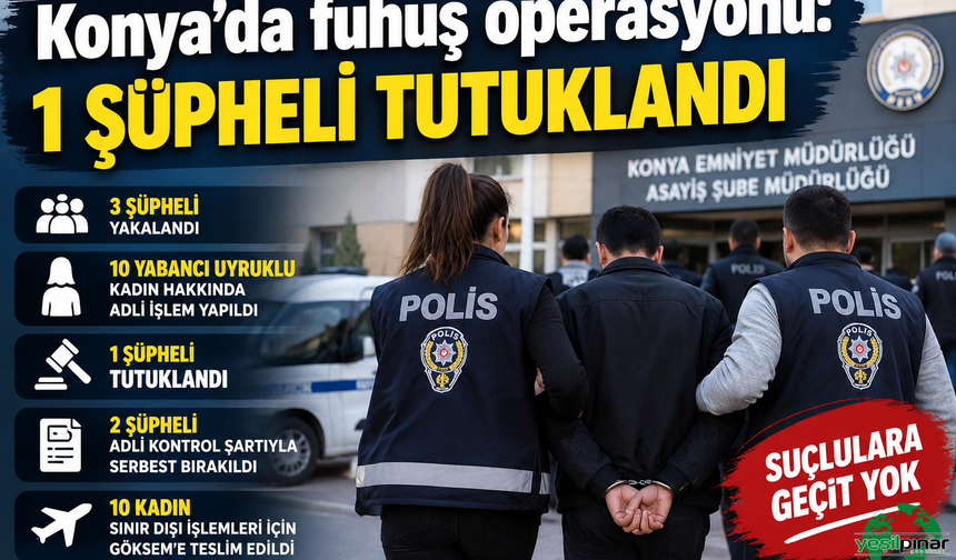 Konya’da fuhuş operasyonu: 1 şüpheli tutuklandı
